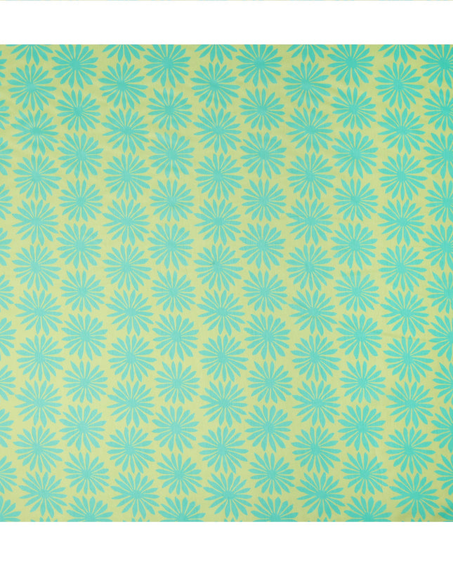 Light Green Teal Floral Printed Viscose Fabric Raw Silk Finish Soft Flowing Dress Material 110 Cms India-D27335