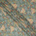 Green Floral Botanical Printed Viscose Fabric with Raw Silk Finish Premium Dress Material 110 Cms India-D27339 Regal Fabrics