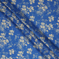 Blue Floral Printed Viscose Fabric Raw Silk Finish Soft Elegant Dress Material 110 Cms India-D27336