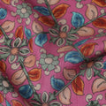 Pink Floral Geometric Printed Viscose Fabric with Raw Silk Finish Premium Dress Material 110 Cms India-D27341 Regal Fabrics
