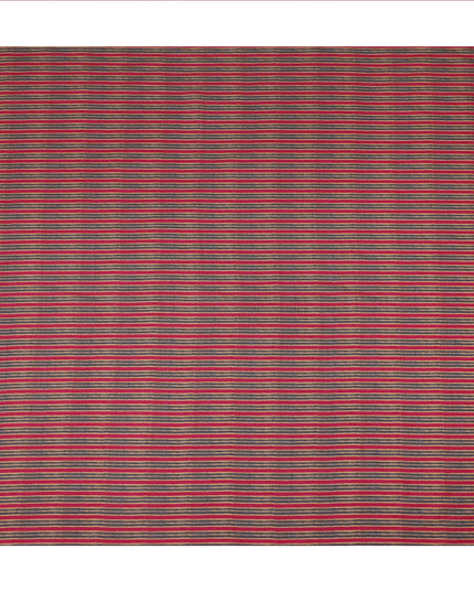 Red Beige Striped Printed Viscose Fabric Raw Silk Finish Soft Elegant Dress Material 110 Cms India-D27334