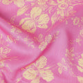 Pink Gold Floral Printed Viscose Fabric Raw Silk Finish Elegant Soft Dress Material 110 Cms India-D27332