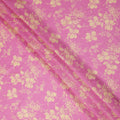 Pink Gold Floral Printed Viscose Fabric Raw Silk Finish Elegant Soft Dress Material 110 Cms India-D27332