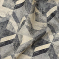 Grey Beige Abstract Geometric Printed Viscose Fabric with Raw Silk Finish 110 Cms India-D27343
