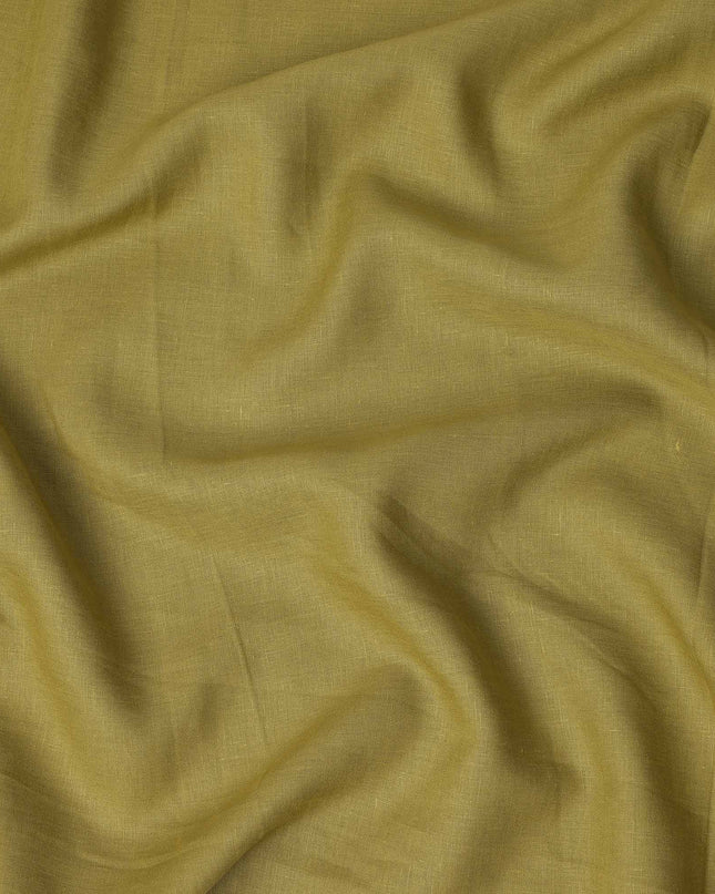 Mustard Green Solid Plain Pure Linen Fabric Soft Breathable Lightweight Natural Linen Cloth for Apparel Sewing Craft Dressmaking Material 150 Cms Width Premium Quality Indian Origin Linen Fabric-D28480