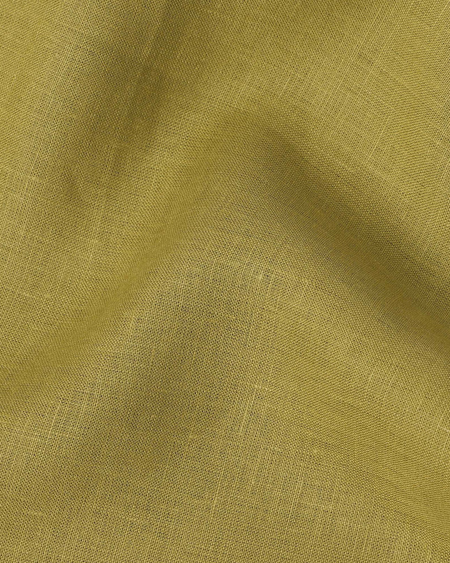 Mustard Green Solid Plain Pure Linen Fabric Soft Breathable Lightweight Natural Linen Cloth for Apparel Sewing Craft Dressmaking Material 150 Cms Width Premium Quality Indian Origin Linen Fabric-D28480