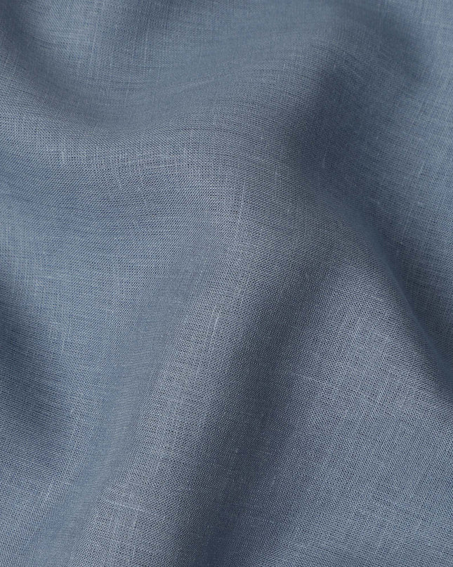 Steel Blue Solid Plain Pure Linen Fabric Soft Breathable Lightweight Natural Linen Cloth for Apparel Sewing Craft Dressmaking Material 150 Cms Width Premium Quality Indian Origin Linen Fabric-D28473