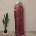 Wine Red Premium French Chantilly Saree Lace Fabric 5.5 Meters x 110 Cms Width Elegant Floral Net Material From France Unstitched Blouse Not Included-D28158