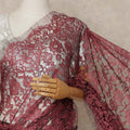 Wine Red Premium French Chantilly Saree Lace Fabric 5.5 Meters x 110 Cms Width Elegant Floral Net Material From France Unstitched Blouse Not Included-D28158