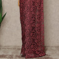 Wine Red Premium French Chantilly Saree Lace Fabric 5.5 Meters x 110 Cms Width Elegant Floral Net Material From France Unstitched Blouse Not Included-D28158