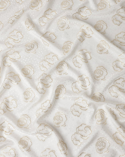 Ivory White Silk Satin Jacquard Fabric 140cm