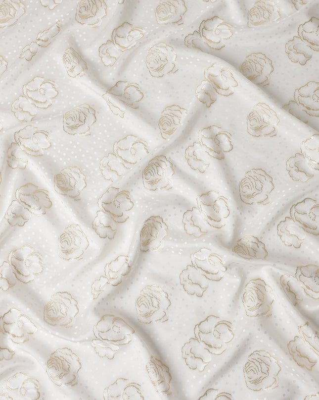 Ivory White Silk Satin Jacquard Fabric 140cm
