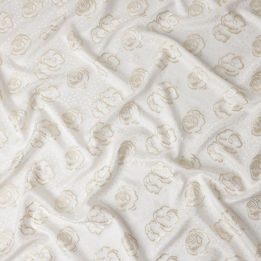 Ivory White Silk Satin Jacquard Fabric 140cm