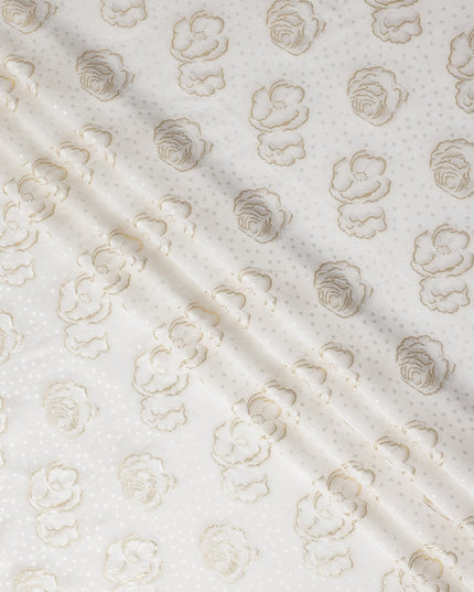 Ivory White Silk Satin Jacquard Fabric 140cm
