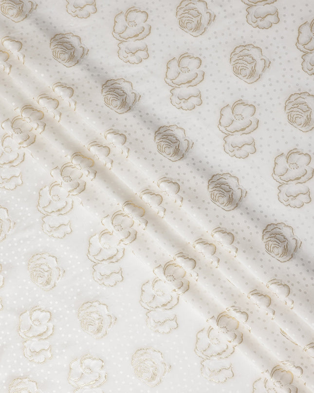 Ivory White Silk Satin Jacquard Fabric 140cm