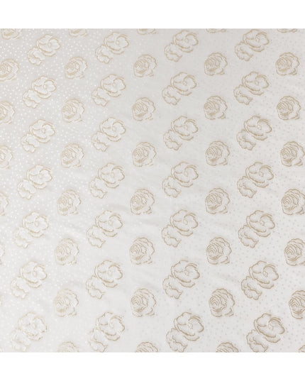 Ivory White Silk Satin Jacquard Fabric 140cm