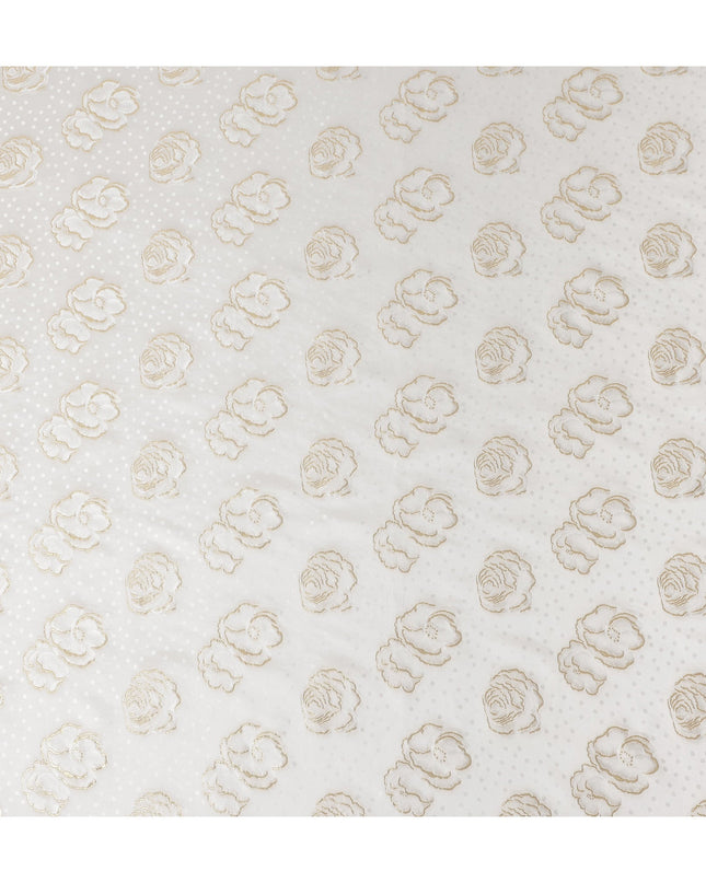 Ivory White Silk Satin Jacquard Fabric 140cm