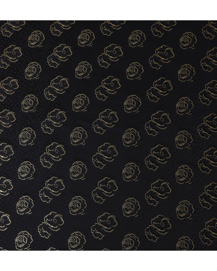 Jet Black Silk Satin Jacquard Fabric 140cm