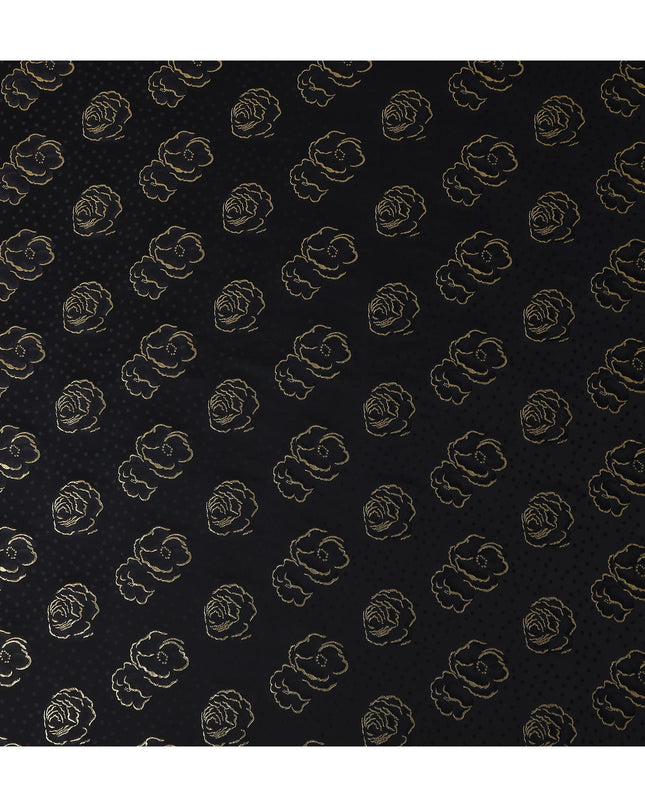 Jet Black Silk Satin Jacquard Fabric 140cm