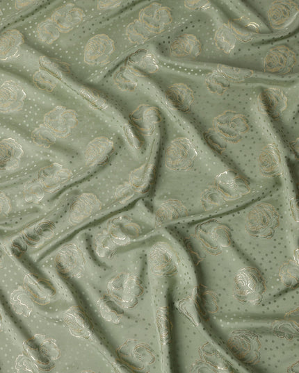 Sage Green Silk Satin Jacquard Fabric 140cm