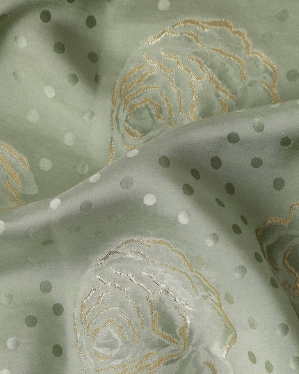 Sage Green Silk Satin Jacquard Fabric 140cm