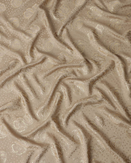 Champagne Beige Silk Satin Jacquard Fabric 140cm