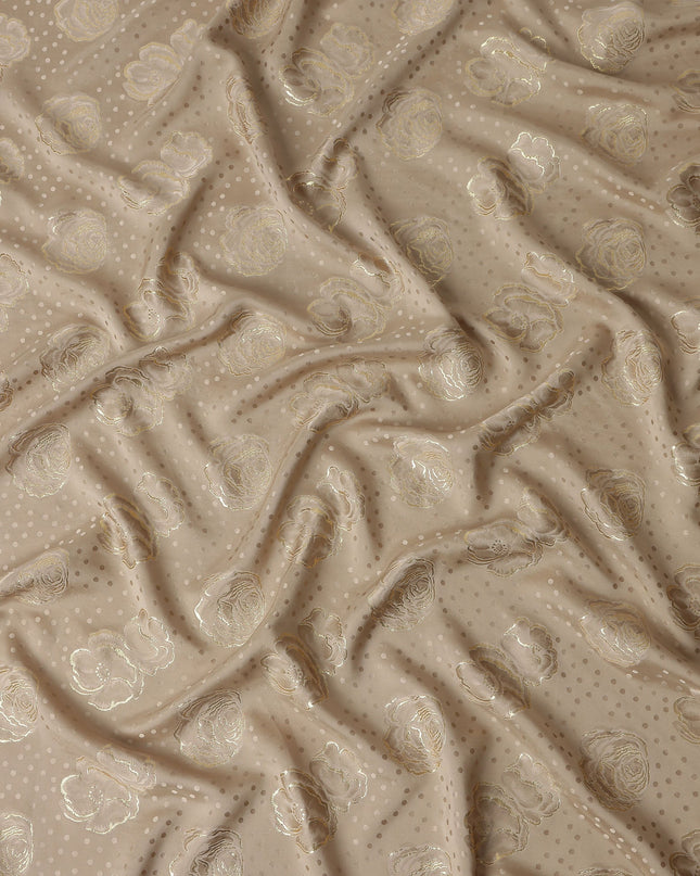 Champagne Beige Silk Satin Jacquard Fabric 140cm