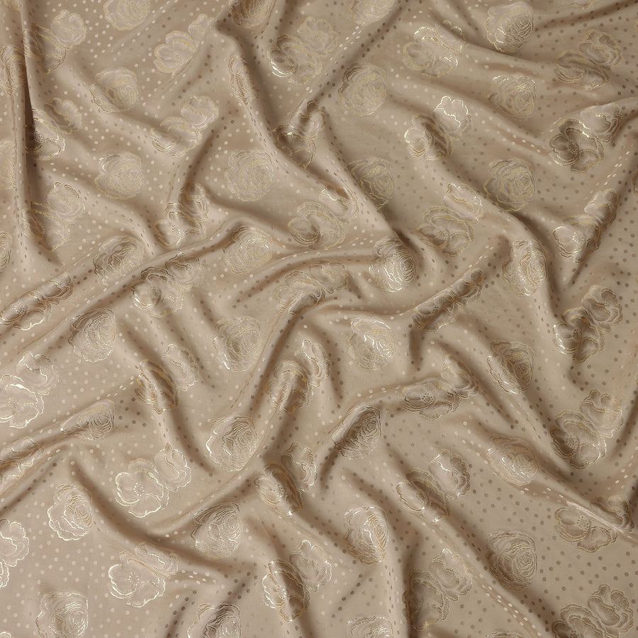 Champagne Beige Silk Satin Jacquard Fabric 140cm