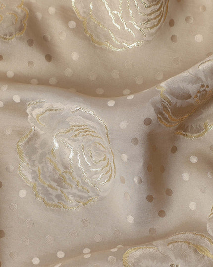 Champagne Beige Silk Satin Jacquard Fabric 140cm