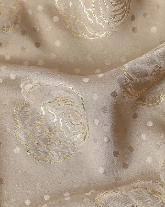 Champagne Beige Silk Satin Jacquard Fabric 140cm