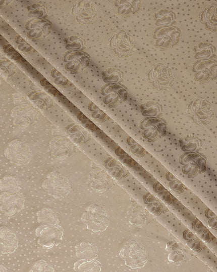 Champagne Beige Silk Satin Jacquard Fabric 140cm
