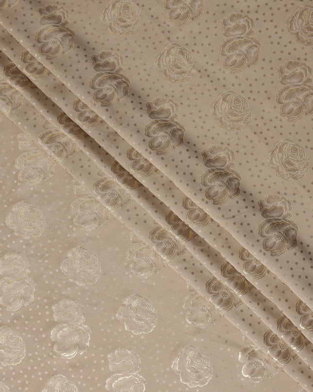 Champagne Beige Silk Satin Jacquard Fabric 140cm