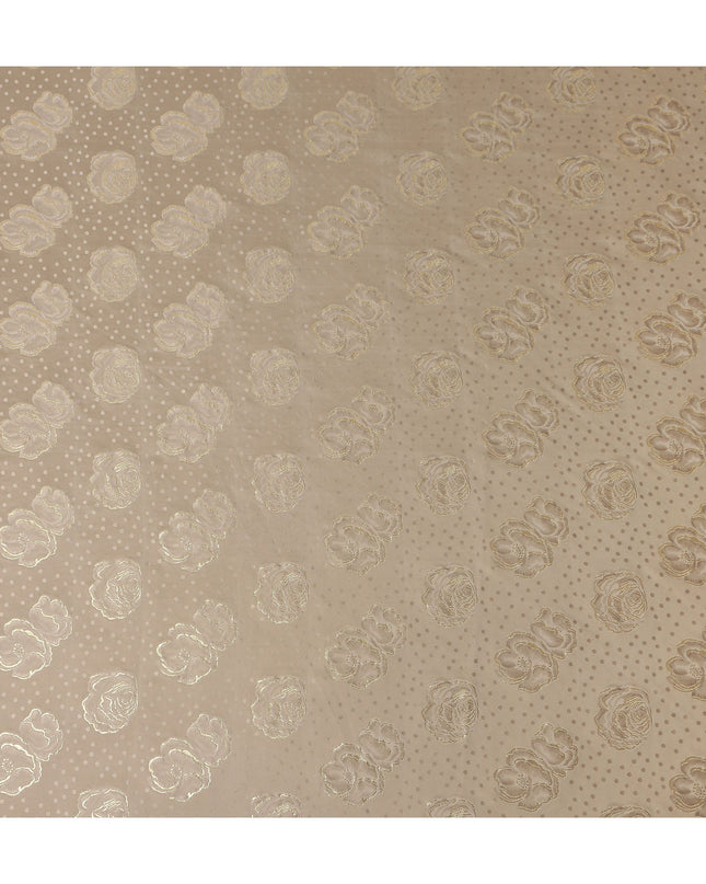 Champagne Beige Silk Satin Jacquard Fabric 140cm