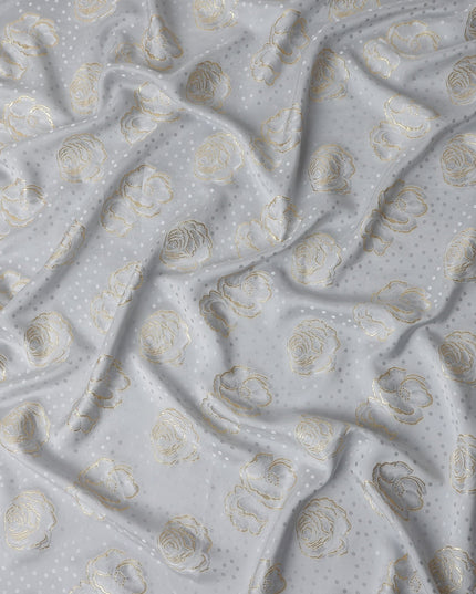 Silver Grey Silk Satin Jacquard Fabric 140cm