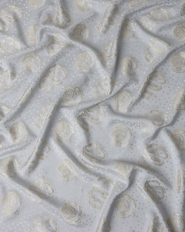 Silver Grey Silk Satin Jacquard Fabric 140cm