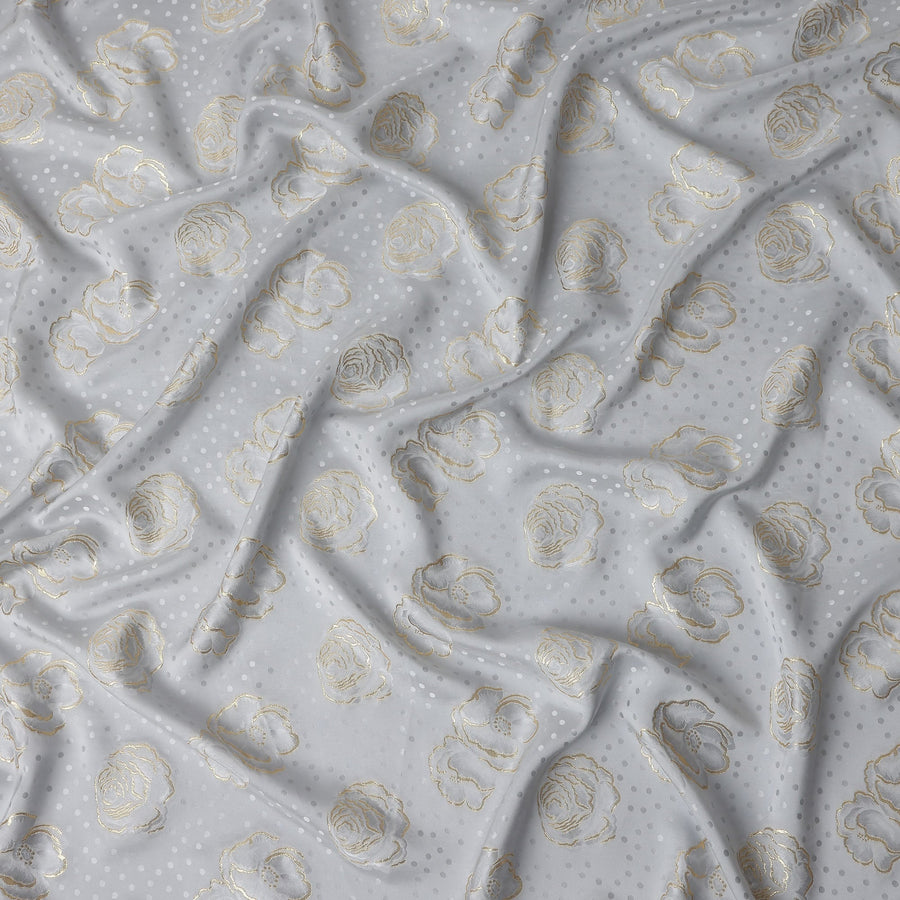 Silver Grey Silk Satin Jacquard Fabric 140cm