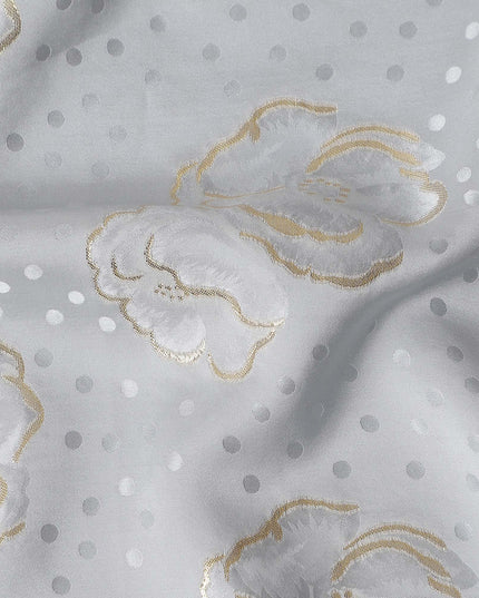 Silver Grey Silk Satin Jacquard Fabric 140cm