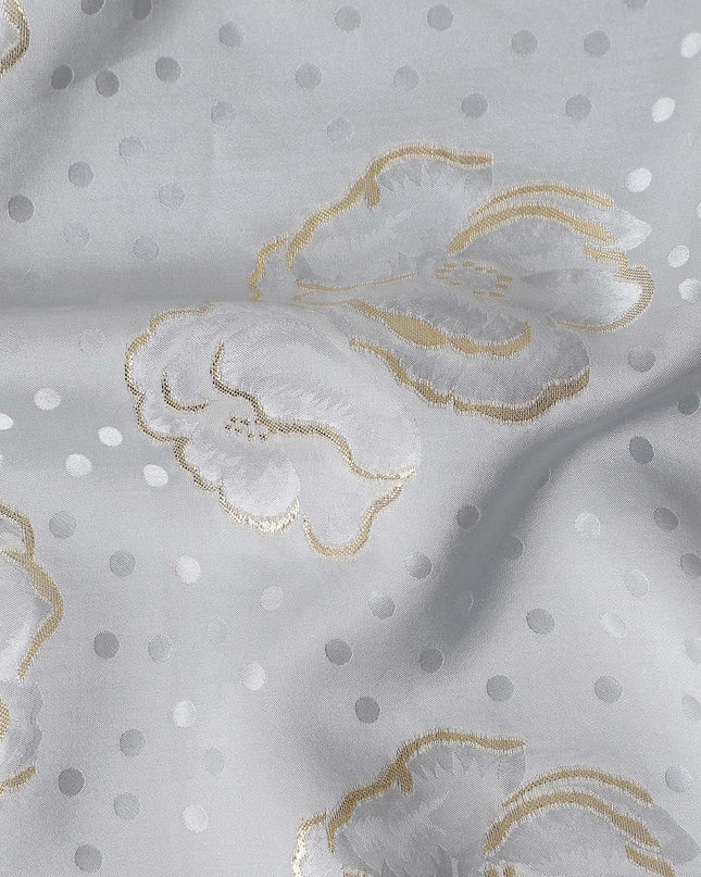 Silver Grey Silk Satin Jacquard Fabric 140cm
