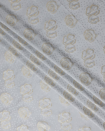 Silver Grey Silk Satin Jacquard Fabric 140cm
