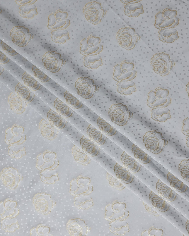 Silver Grey Silk Satin Jacquard Fabric 140cm