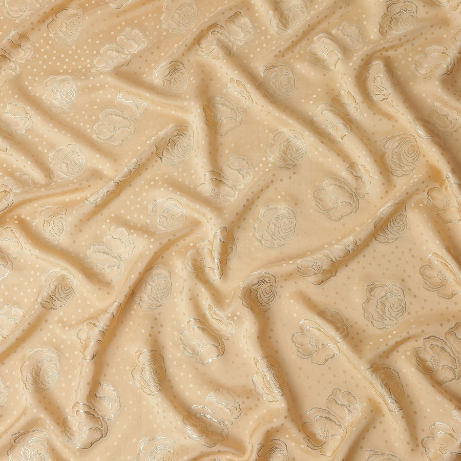 Champagne Gold Silk Satin Jacquard Fabric 140cm