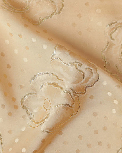 Champagne Gold Silk Satin Jacquard Fabric 140cm
