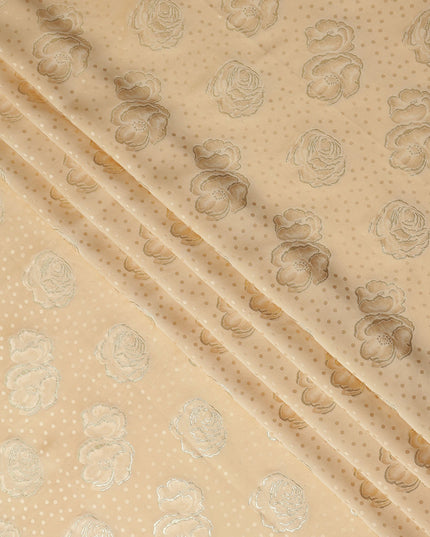 Champagne Gold Silk Satin Jacquard Fabric 140cm