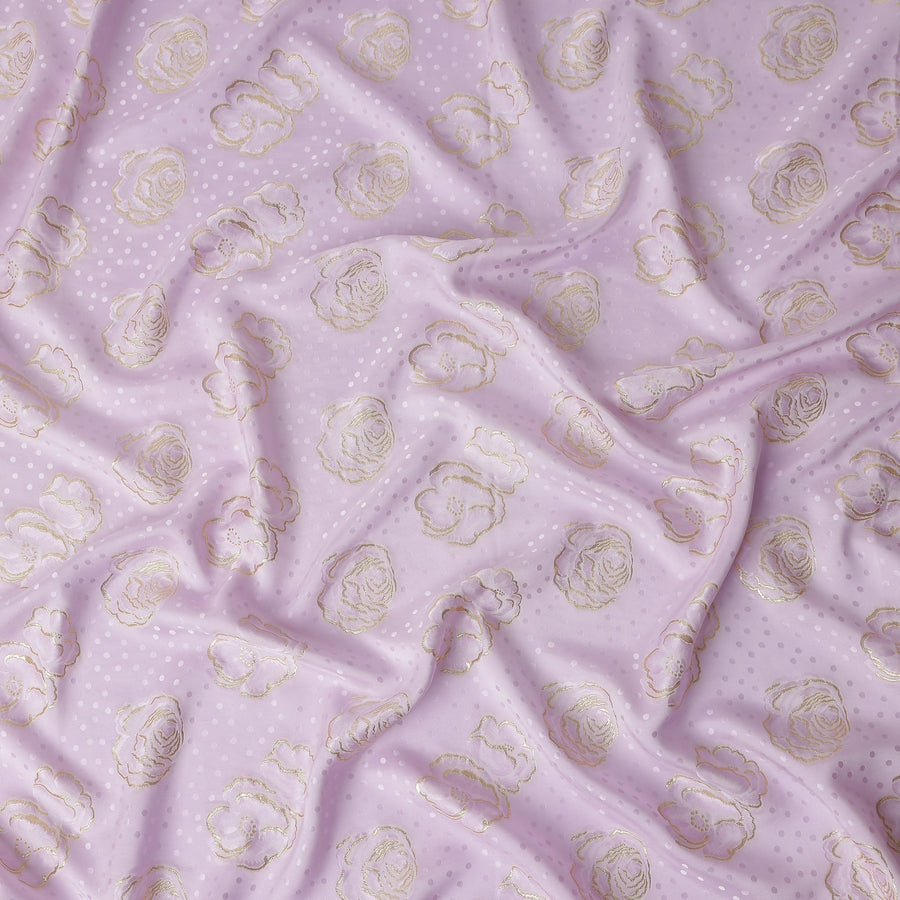 Lilac Pink Silk Satin Jacquard Fabric 140cm
