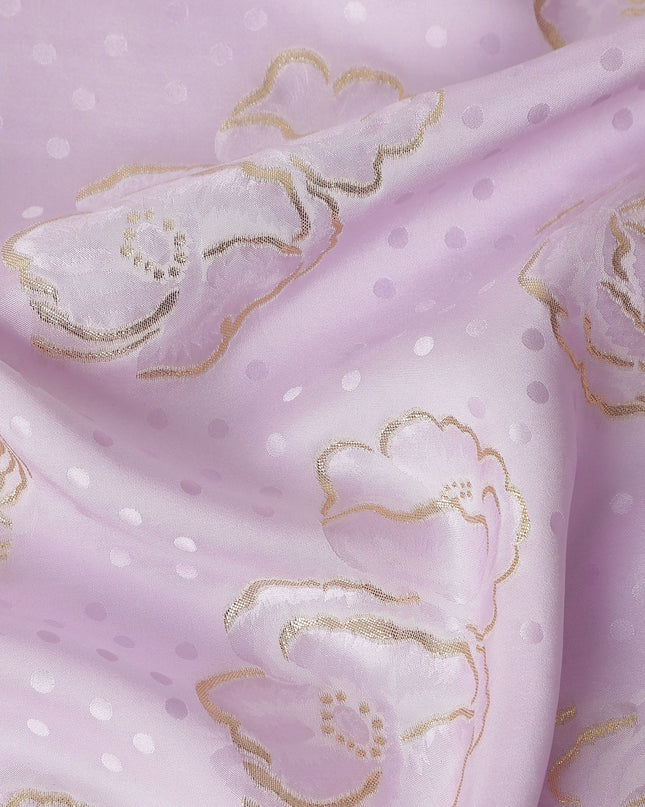 Lilac Pink Silk Satin Jacquard Fabric 140cm