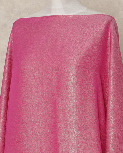 Hot Pink Traditional Somali Dirac Silk Chiffon Fabric with Metallic Finish 3.5 Mtrs Length 140 Cms Width Lightweight Flowing Elegant Fabric for Cultural and Occasion Wear-D28376