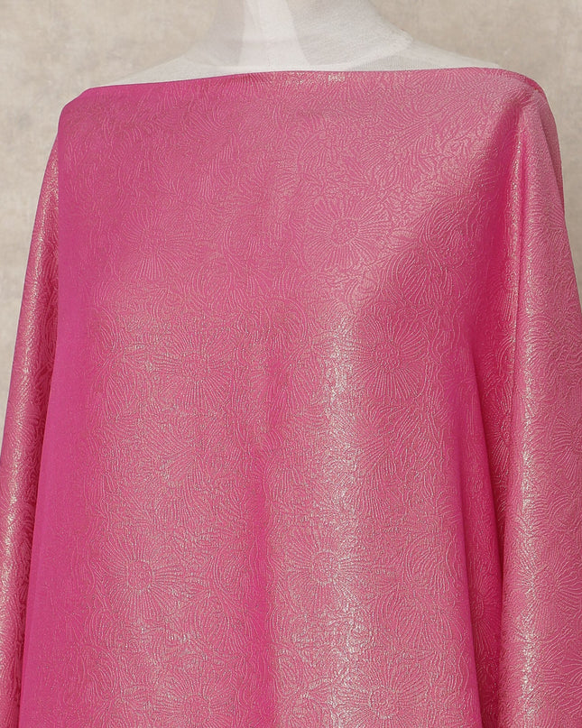 Hot Pink Traditional Somali Dirac Silk Chiffon Fabric with Metallic Finish 3.5 Mtrs Length 140 Cms Width Lightweight Flowing Elegant Fabric for Cultural and Occasion Wear-D28376