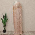 Peachy Pink Premium French Metallic Chantilly Saree Lace Fabric 5.5 Mtrs Length 110 Cms Width Floral Designer Net Drape Material Made In France, Blouse Not Included-D28092 - Regal Fabrics