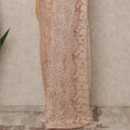 Peachy Pink Premium French Metallic Chantilly Saree Lace Fabric 5.5 Mtrs Length 110 Cms Width Floral Designer Net Drape Material Made In France, Blouse Not Included-D28092 - Regal Fabrics