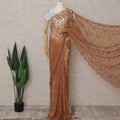 Rust Brown Chantilly Lace Saree - D31649